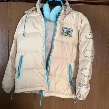 엔젤 블루 다운 자켓 베이지 귀마개 이어커프 코트 M