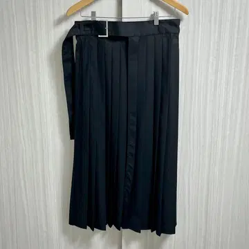플리츠 랩스커트 롱 블랙