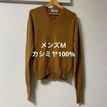 LYNX 남성용 캐시미어 100% 브라운 V넥 스웨터 M