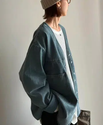 Arulle/아룰르 V 컬러 데님 자켓 라이트 블루