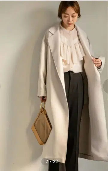 NOBLE 트리플 크로스 라프 체스터 코트 38 내추럴