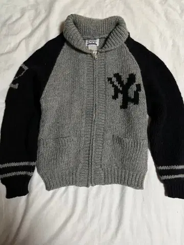 vintage 코위찬 니트 바시티 자켓