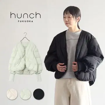 hunch치 머플러 포함 퀼트 자켓 여성용 아우터 숏 기장