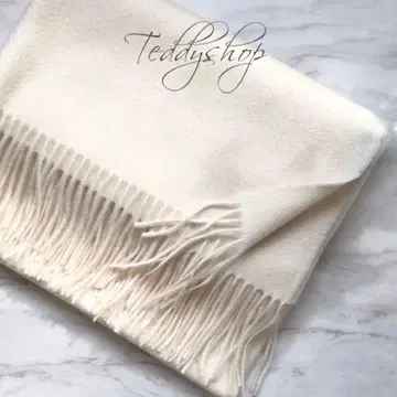 최고급 캐시미어 100% 대형 스톨 밀키 화이트