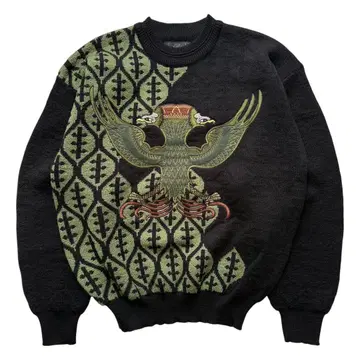 데드스탁 80s 90s 쌍두독수리 자수 울 혼방 니트