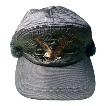 Emerald Blue 귀마개 달린 캡 이글 자수 퍼 방한 모자