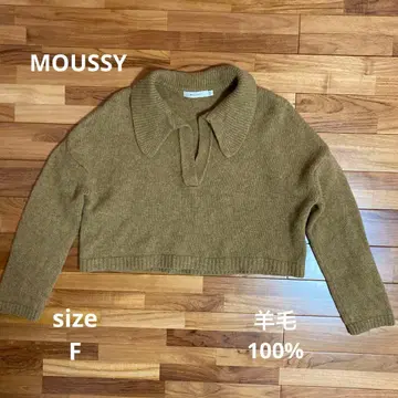 MOUSSY 마우지 숏 기장 긴팔 니트 양모 100% size F