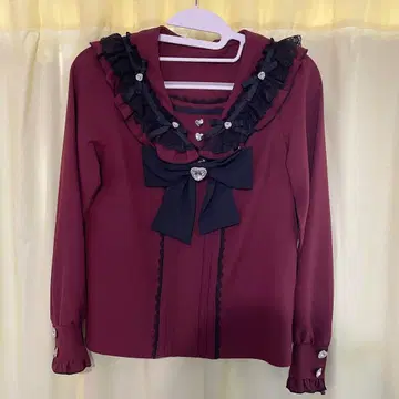 [ 유메텐보/DearMylove ] 하트 리본 가득 프릴 세일러 블라우스