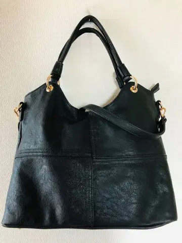 크로스 스티치 2WAY 토트백 블랙 숄더백