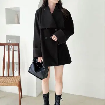 블랙 체스터 코트 여성용