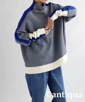 안티쿠아 더블 자카드 배색 니트 그레이