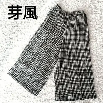 m_mefu 메후 싹튼 바람 센소유니코 가우초 팬츠 체크 실크 혼방