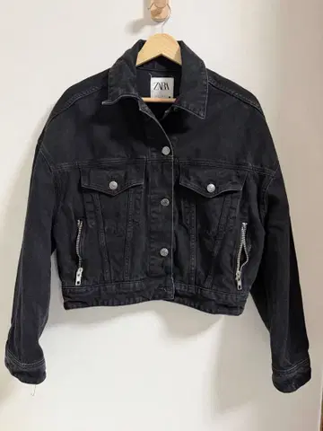 ZARA 블랙 크롭 데님 자켓