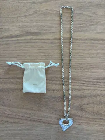 [ CHIEKO+ ] heart stock necklace 실버