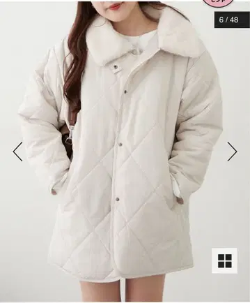 nice claup 퍼 카라 퀼팅 코트 아이보리 화이트 화이트