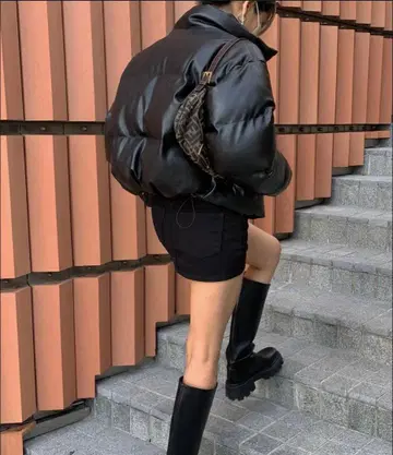 BLACKUP 다운 자켓 인조 가죽