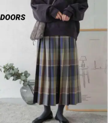 컬러 체크 플리츠 스커트