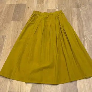 얀마 산업 아이즈 목화 플레어 스커트 머스타드 컬러 허리밴딩