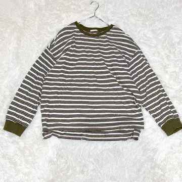 M228 [지유] 보더 긴팔 셔츠 피쉬테일 면 100%