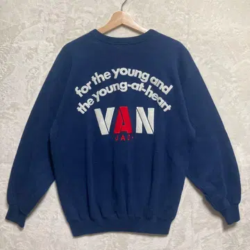 새상품급 VAN JAC 로고 트레이닝복 맨투맨 네이비 아메카지 짧은 기장