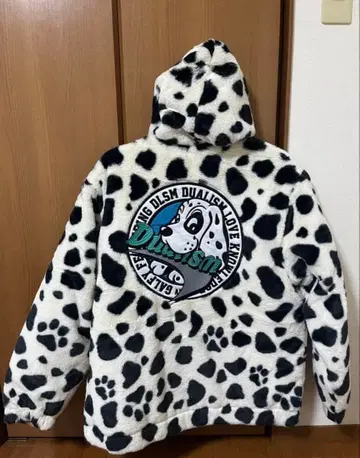 GALFY 달마시안 패턴 플리스 자켓 후드 부착