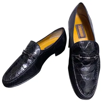 SPARTACUS 블랙 크로코 비트 로퍼 7.5