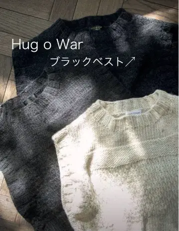 HUG O WAR 니트 베스트 100% 울 F 사이즈