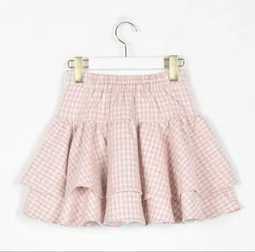 evelyn 볼륨 캉캉 스커트 핑크 깅엄 체크