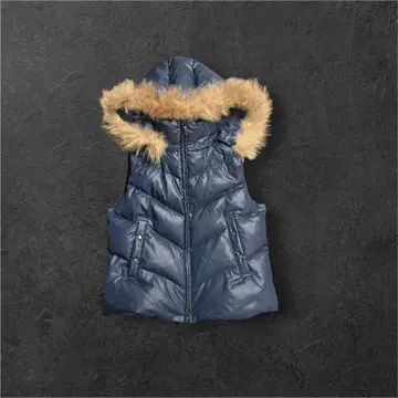 네이비 다운 베스트 퍼 후드