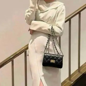 오우렌티 블랙 퀼팅 가죽 블랙 체인