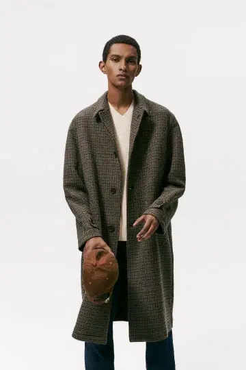 [ ZARA ] 더블 페이스 사양 체크 무늬 울 블렌드 코트