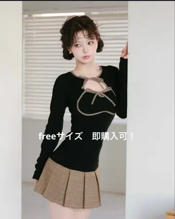 darich 다리치 포인트 체크 니트 미니 원피스