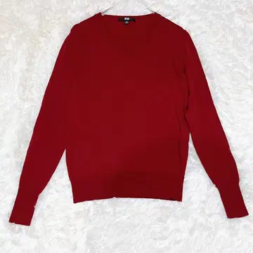 M229 [유니클로] 울 니트 스웨터 얇은 소재 모 100% 긴팔 리브