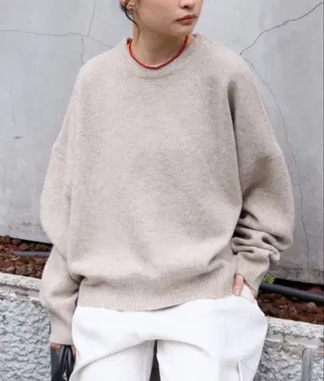 스웨터 코쿤 믹스 컬러 오버 사이즈 크루넥 니트