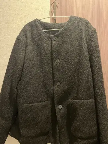 FEKETE 노카라 울 샤기 자켓