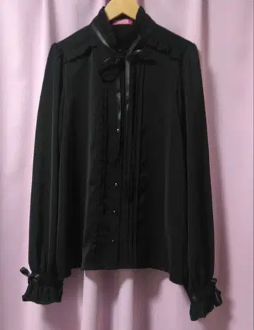 MA*RS 긴팔 블라우스 긴팔 셔츠 블랙 리본 달린 프릴 마즈