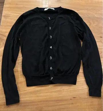 I am I 코튼 가디건 블랙 검정 숫자 긴팔