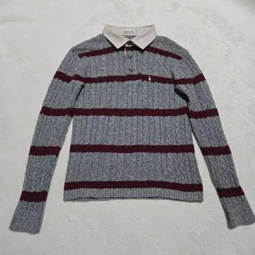 해시파피 긴팔 니트 로고 자수 칼라 [ M ] 보더 울 혼방