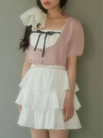 BUBBLES 버블스 코켓 티어드 원피스 상의 니트 세트