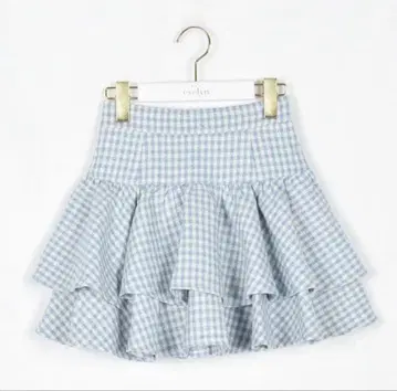 evelyn 볼륨 캉캉 스커트 블루 깅엄 체크