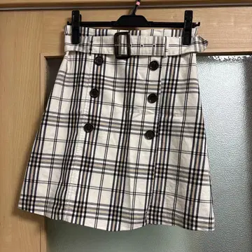 체크 무늬 플리츠 스커트 벨트 포함 K013