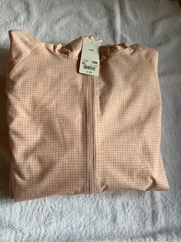 유니클로 XL 포켓터블 후드티 핑크 체크 새상품 [ 익명 배송 ]