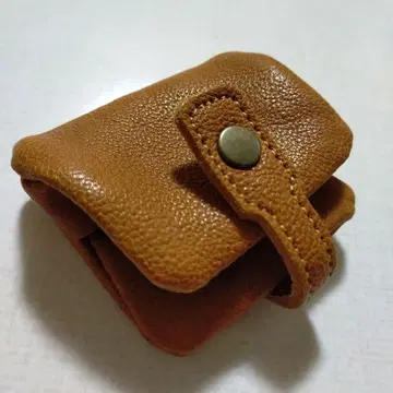 RESTORY 천연 가죽 코인 케이스 동전 지갑 브라운 접이식