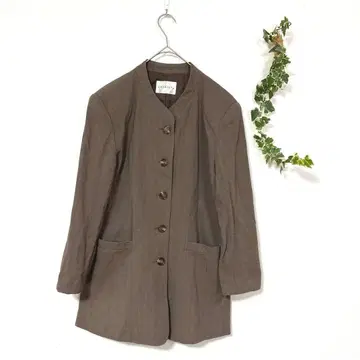밤 세트 브라운 노카라 자켓 11AR 모카 레이온 L