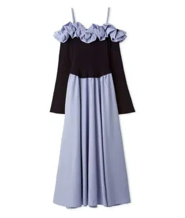 Lily brown 프릴 칼라 니트 콤비 원피스