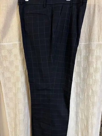 브릿지스톤 블랙 네이비 체크 무늬 팬츠 실측치수 W96