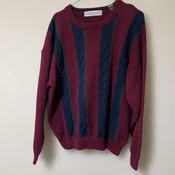 JOHN ASHFORD 버건디 네이비 스웨터