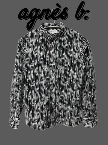 agnes b. 긴팔 셔츠 / 36 / 코튼 / BLK / 제브라 패턴