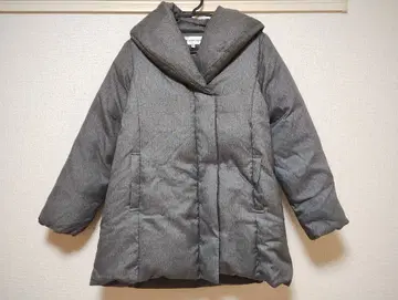 그레이 후드 부착 다운 자켓