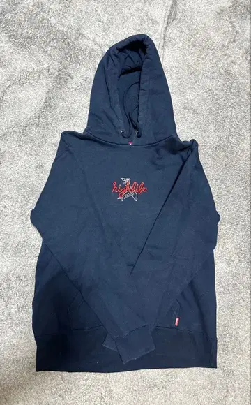 high life 네이비 후드 부착 후드티